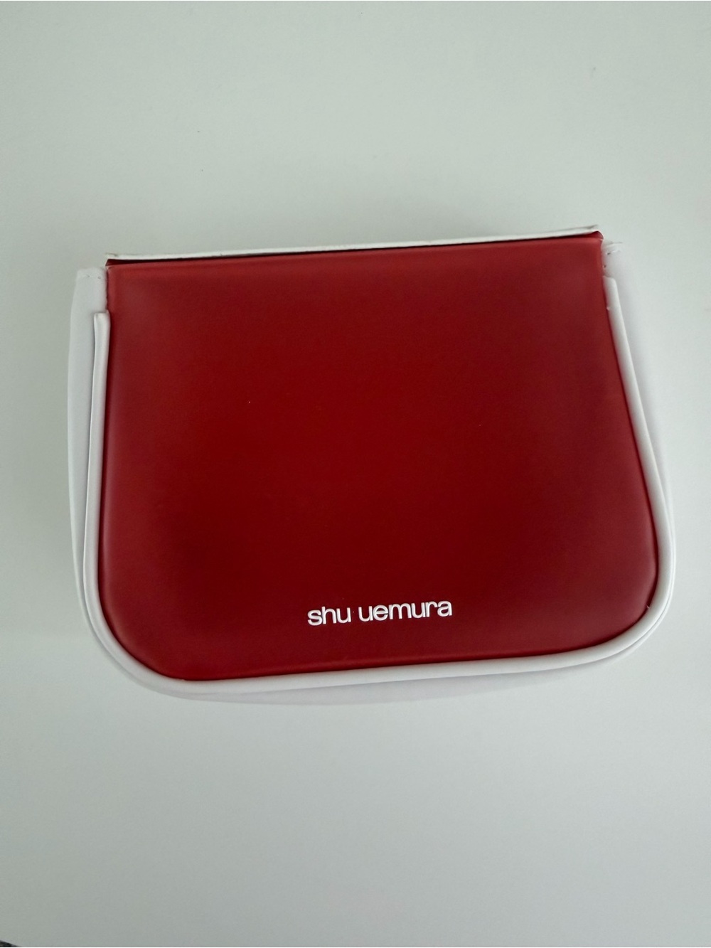 Shu Uemura Red Cosmetic Pouch with White Trim
